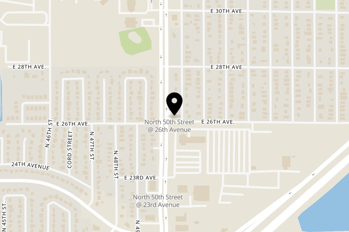 Map showing the location of Wow My Taco on 3401 N 50th St in Tampa
